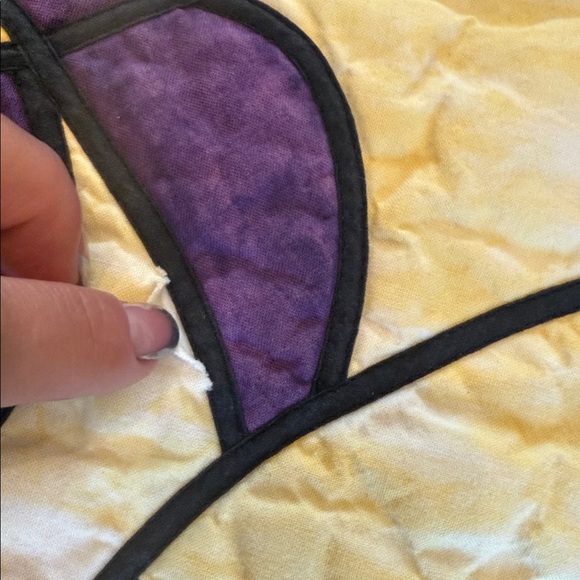 Purple and Yellow iris table cover quilt or Wall Hanging - Picture 5 of 6